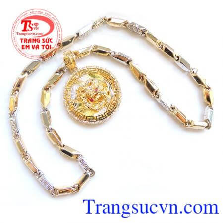 Mặt dây rồng vàng nam đeo cùng dây chuyền vàng và dây cao su bọc vàng,dây da bọc rồng, tinh tế và đẳng cấp