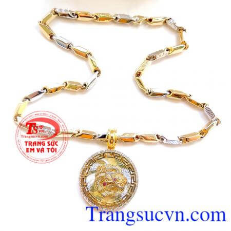 Mặt dây chuyền nam chạm khắc bọc vàng 10k sáng bóng đảm bảo chất lượng hợp thời trang, sang trọng và phong thủy