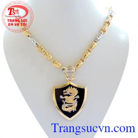 Bộ dây chuyền vàng mặt rồng nam bảo hành miễn phí 6 tháng