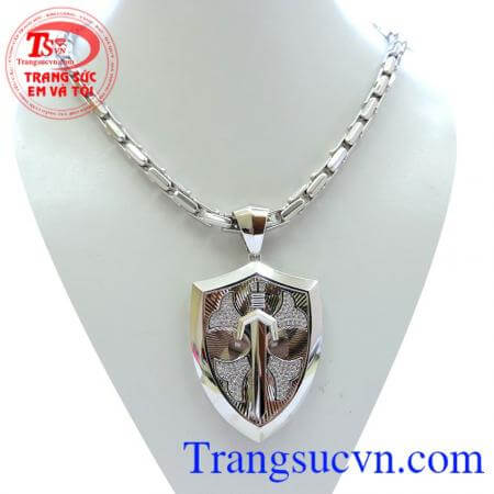 Bộ dây chuyền nam vàng trắng khiên kiếm chất lượng đảm bảo uy tín