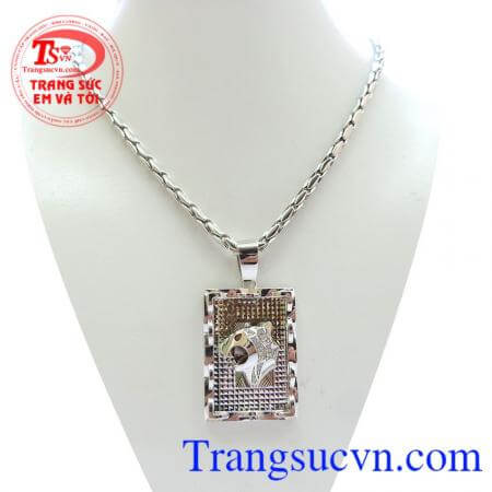 Bộ Mặt dây chuyền báo vàng trắng tinh tế và nam tính sang trọng và đẳng cấp dành cho nam