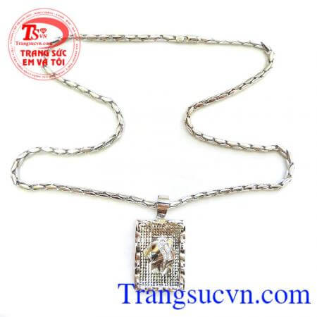 Bộ Mặt dây chuyền báo vàng trắng hàng nhập khẩu đảm bảo chất lượng