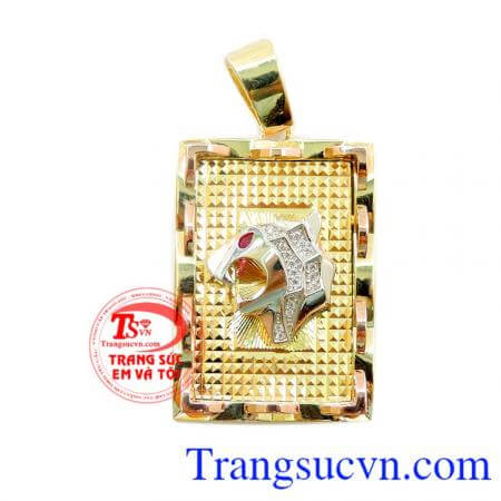 Mặt báo 10k mạnh mẽ, mặt dây chuyền nam thiết kế kiểu dáng Italya sang trọng, phay sáng