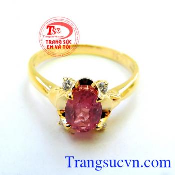Nhẫn nữ vàng gắn đá quý Sapphire thiên nhiên dành cho phái đẹp, đeo hợp thời trang và quý phái
