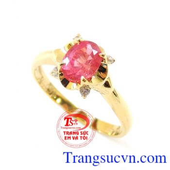 Nhẫn nữ vàng gắn đá quý Sapphire thiên nhiên dành cho phái đẹp, đeo hợp thời trang và quý phái