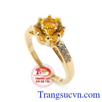 Chiếc Nhẫn vàng Citrine dành cho người mệnh Kim và mệnh Thủy,Chiếc Nhẫn vàng Citrne là món quà sinh nhật rất ý nghĩa cho người đeo,Nhẫn vàng Citrine Giao toàn quốc thanh toán an toàn.