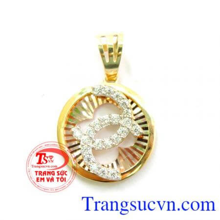 Mặt nữ 10k chanel nhỏ xinh xắn, Mặt dây chuyền thiết kế facet đẹp, sang trọng.