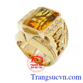 Nhẫn Nam Thạch Anh Rồng Vàng 14k