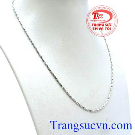 Dây nữ Ý vàng trắng 10k xinh, dây chuyền vàng nữ nhập khẩu Italy hình móc khóa đẹp