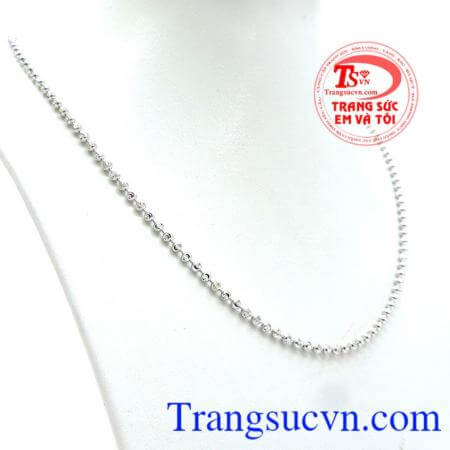 Dây nữ bi trắng nhập Italy, dây chuyền nữ vàng trắng Ý thiết kế dạng bi sang trọng, quý phái