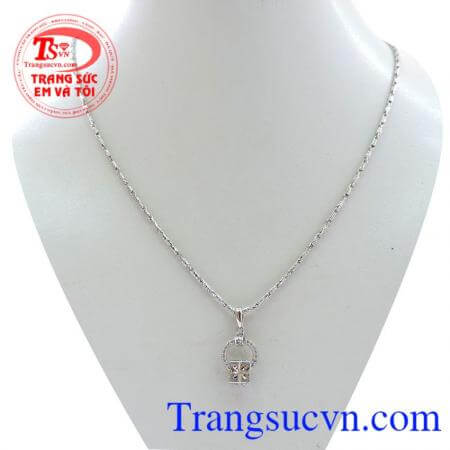 Bộ mặt dây ổ khóa tình yêu, bộ dây chuyền vàng trắng 10k lung linh.