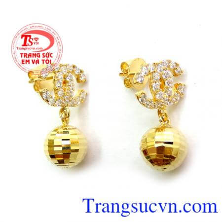 Bông Tai Chanel Vàng Tây Kiểu Sang hoa tai vàng chất lượng vàng đảm bảo, Bông Tai Chanel Vàng Tây Kiểu Sang