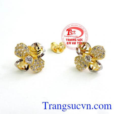 Bông Tai Hoa 4 Cánh hoa tai vàng tây dành cho phải đẹp,hoa tai tinh tế và đẳng cấp,hoa tai vàng bảo hành 6 tháng,giao toàn quốc, thanh toán an toàn.
