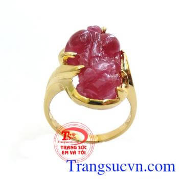 Nhẫn nữ ruby hồng ngọc, nhẫn nữ tỳ hưu ruby hồng ngọc xinh xắn, sang trọng, nhẫn nữ vàng tây 14k chạm tỳ hưu đá quý ruby phong thủy. Ruby , giọt máu của đất trời, là biểu tượng của sự tinh tế, nhẹ nhàng nhất