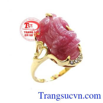Nhẫn nữ ruby tỳ hưu thanh lịch, nhẫn nữ tỳ hưu ruby vàng tây 14k có giấy kiểm định, bảo hành 12 tháng. Giao hàng toàn quốc. Nhẫn nữ ruby đẹp, chuẩn chất lượng, có thu mua lại với thời hạn vĩnh viễn.