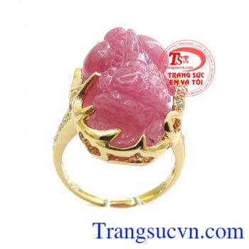 Nhẫn ruby 14k tỳ hưu phong thủy