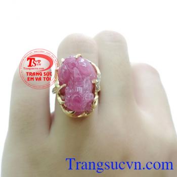 Nhẫn ruby 14k tỳ hưu phong thủy, nhẫn nữ ruby thiên nhiên, nhẫn tỳ hưu nữ 14k đẹp, bền màu, vàng sáng có giấy kiểm định. Nhẫn nữ ruby thời trang, ruby tỳ hưu phong thủy, vẻ đẹp mãi trường tồn cùng thời gian