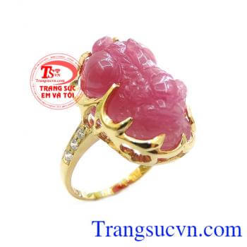 Nhẫn ruby 14k tỳ hưu phong thủy, nhẫn nữ ruby thiên nhiên, nhẫn tỳ hưu nữ 14k đẹp, bền màu, vàng sáng có giấy kiểm định. Nhẫn nữ ruby thời trang, ruby tỳ hưu phong thủy, vẻ đẹp mãi trường tồn cùng thời gian