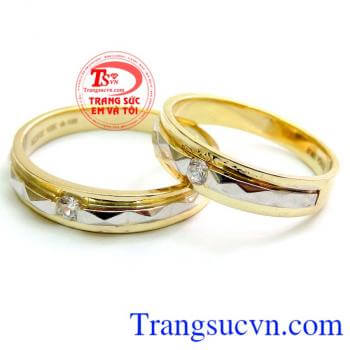 Đôi nhẫn cưới như ý, đôi nhẫn cưới vàng tây 10k xinh xắn, thể hiện tình yêu xứng đôi vừa lứa