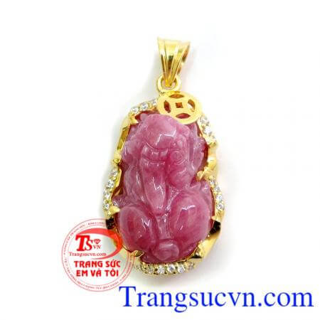 Mặt tỳ hưu ruby bọc vàng 14k