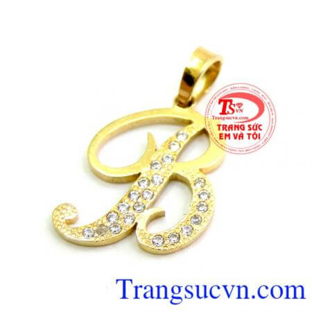 Mặt chữ B vàng tây 10k xinh xắn cho bạn nữ, B tên bạn, B trong bình an, bạn bè, bao bọc, bên nhau...v..v