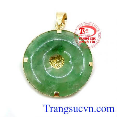 Mặt Jadeite Đồng xu Rồng Vàng 18k sáng bóng đảm bảo chất lượng hợp thời trang, sang trọng và phong thủy