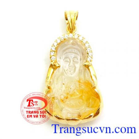 Mặt Phật Quan Âm Thạch Anh Tóc Vàng chất lượng vàng đảm bảo