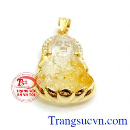 Mặt Phật Quan Âm Thạch Anh Tóc Vàng