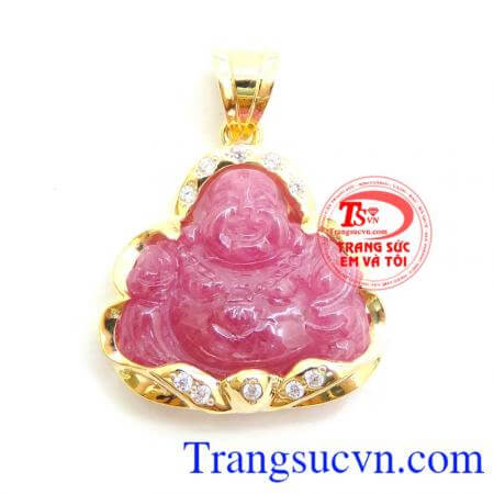 Mặt Phật Di Lặc Ruby Bọc Vàng