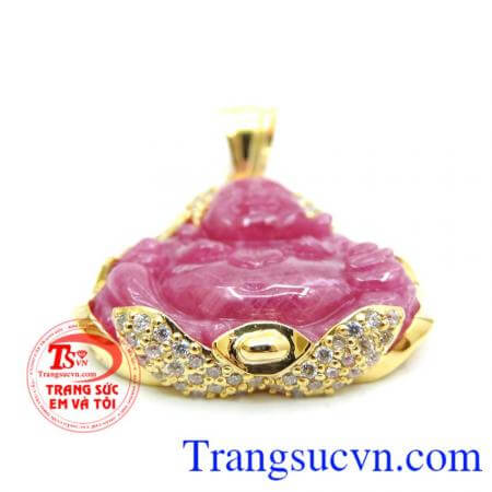 Mặt Phật Di Lặc Ruby Bọc Vàng 14k