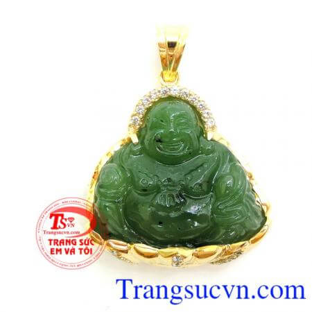 Mặt Phật Di Lặc Nephrite 14k chất lượng đá và vàng đảm bảo,BẢo hành 12 tháng