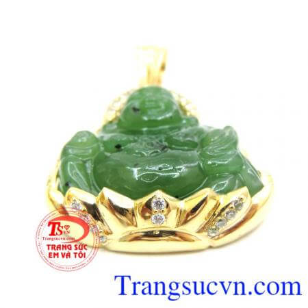 Mặt Phật Di Lặc Nephrite 14k