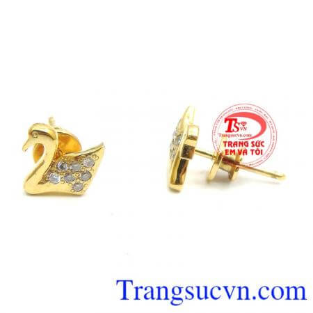 Đôi Hoa Tai Uyên Ương vàng 10k biểu tượng của tình yêu hạnh phúc.