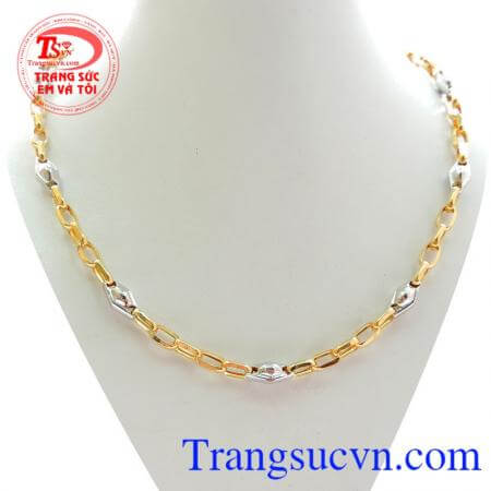 Dây Chuyền Nam Vàng Tây Kiểu Dáng Mới đeo cổ dây chuyền vàng có hai màu vàng và vàng trắng