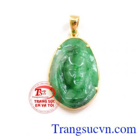 Mặt ngọc cẩm thạch thiên nhiên chuẩn chất lượng. Mặt thiên chúa NCT bọc vàng 14k