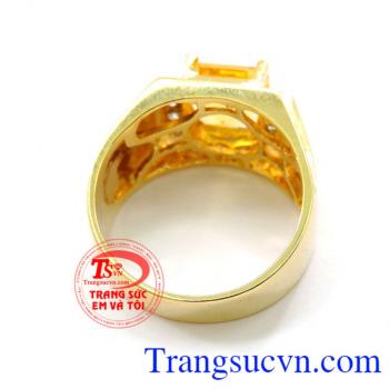 Nhẫn nam citrine thời trang, nhẫn nam vàng tây đá quý thạch anh vàng, nhẫn nam phong thủy, vàng 14k sang trọng. mặt thạch anh vàng đpẹ kết hợp với nhẫn 14k sáng, bền màu, bảo hành 12 tháng