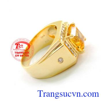 Nhẫn nam citrine thời trang, nhẫn nam vàng tây đá quý thạch anh vàng, nhẫn nam phong thủy, vàng 14k sang trọng. mặt thạch anh vàng đpẹ kết hợp với nhẫn 14k sáng, bền màu, bảo hành 12 tháng