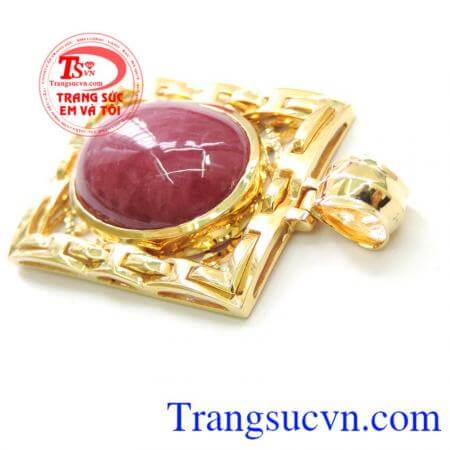 Mặt Dây Chuyền Nam Gắn Đá Ruby Phong Thủy