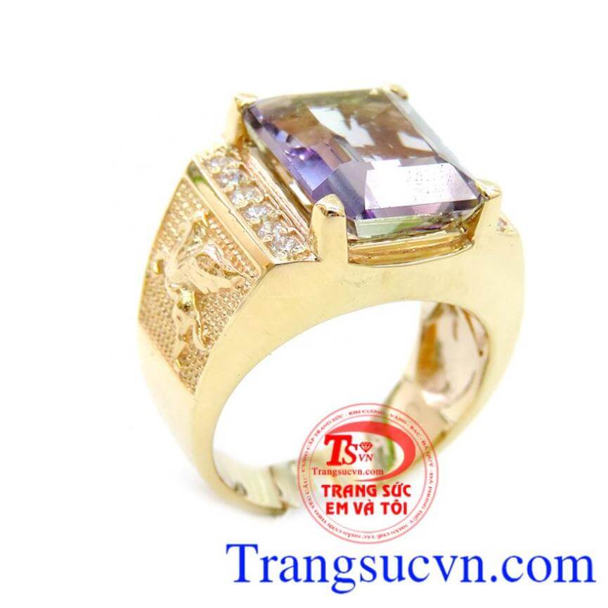 Nhẫn nam thạch anh tím thủy chung