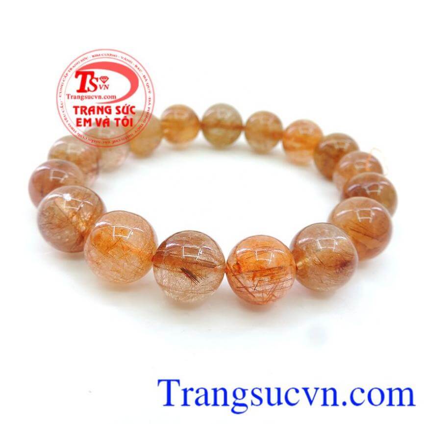 Chuỗi tay thạch anh tóc nâu đỏ đẹp