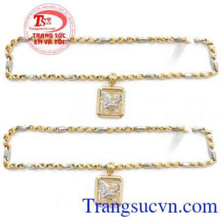 Mặt Nam Đại Bàng 10k Dũng Mãnh kết hợp cùng với dây chuyền vàng tạo thành bộ trang sức nam tuyệt vời