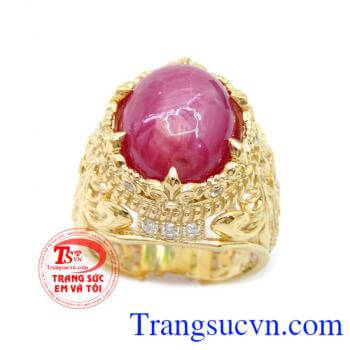 Ruby thiên nhiên chuẩn chất lượng, hợp với tất cả các mệnh, đặc biệt là mệnh Hỏa và Thổ. Nhẫn nam vàng 14k thiết kế lộng lẫy theo kiểu dáng hoàng cung sang trọng. Nhẫn nam đẹp, sản phẩm giao hàng toàn quốc.