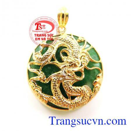 Mặt Jadeite Đồng xu bọc Rồng Vàng 10k sáng bóng đảm bảo chất lượng hợp thời trang, sang trọng và phong thủy