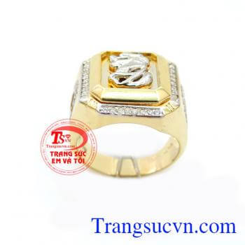 Nhẫn nam rồng vàng 10k, nhẫn nam vàng tây 10k chạm khắc rồng và chữ G sang trọng, chiếc nhẫn nam tinh tế, vàng 10k chuẩn chất lượng , giao hàng toàn quốc