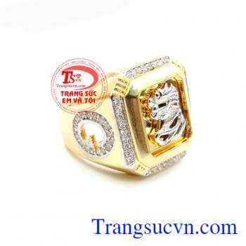 Nhẫn nam rồng vàng 10k, nhẫn nam vàng tây 10k chạm khắc rồng và chữ G sang trọng, chiếc nhẫn nam tinh tế, vàng 10k chuẩn chất lượng , giao hàng toàn quốc