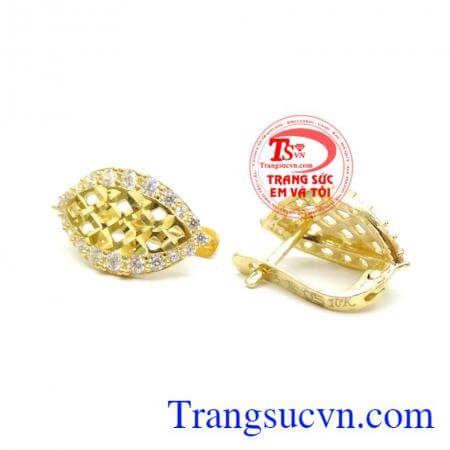 Bông tai nữ cành vàng lá ngọc