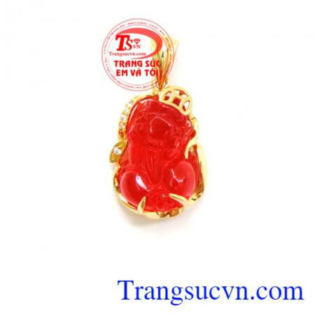 Mặt tỳ hưu đá đỏ, mặt tỳ hưu đá đỏ bọc vàng tây 10k , mặt tỳ hưu bọc vàng giá rẻ