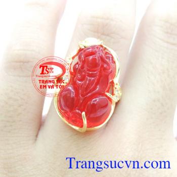 Nhẫn nữ tỳ hưu đá đỏ, nhẫn nữ vàng tây 10k đá đỏ tỳ hưu, chiếc nhẫn nữ thời trang cho phái nữ, nhẫn nữ giá rẻ, giao hàng toàn quốc