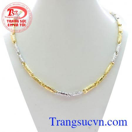 Dây Chuyền Nam Đeo 2 Màu Sáng Bóng , dây chuyền nam vàng tây, dây chuyền nam 10k