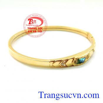 Vòng Tay Nữ Vàng Tây Gắn Đá Xanh, vòng tay vàng tây đá quý, vòng tay vàng tây 10k đẹp.